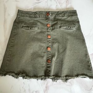 Green Denim Mini Skirt